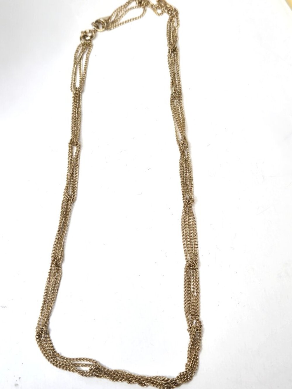 Gold Tone Multi Strand Link Chain 18" Necklace - Picture 4 of 4